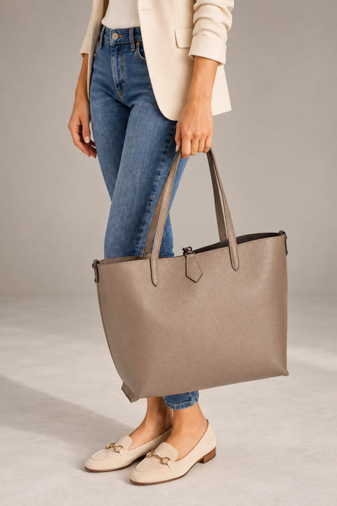 Office & Classic - leather tote carried by a model