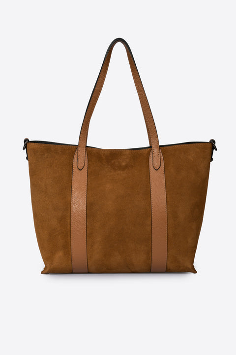 SOLENE suede tote bag - Cognac