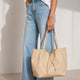 CLOTILDE leather tote bag - Crema