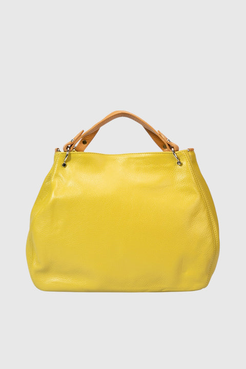 AZALEA leather top handle bag - Pistacchio+Cuoio