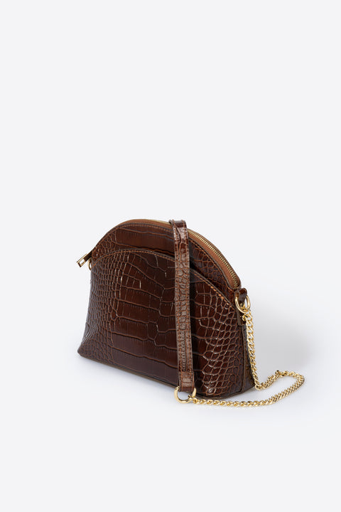 ZENA leather crossbody bag - Brown