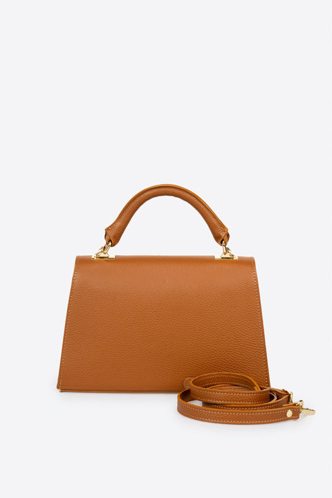 ASTRID leather top handle bag - Cognac