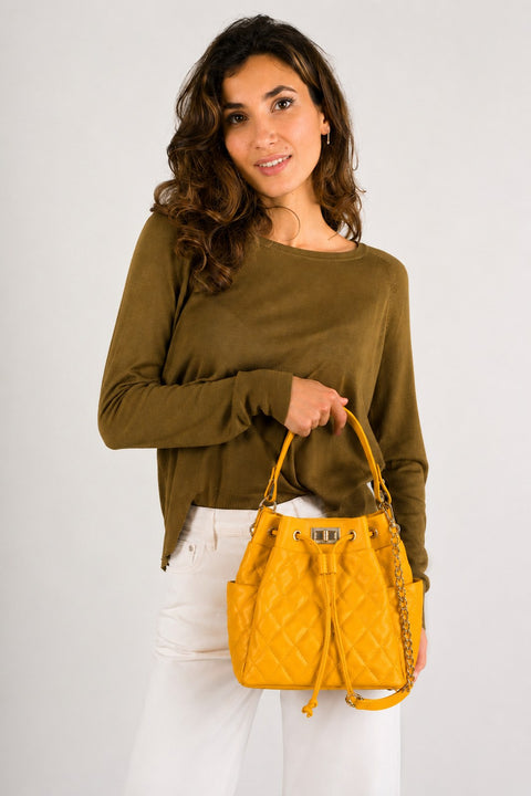 TILLY SMALL leather top handle bag - Golden