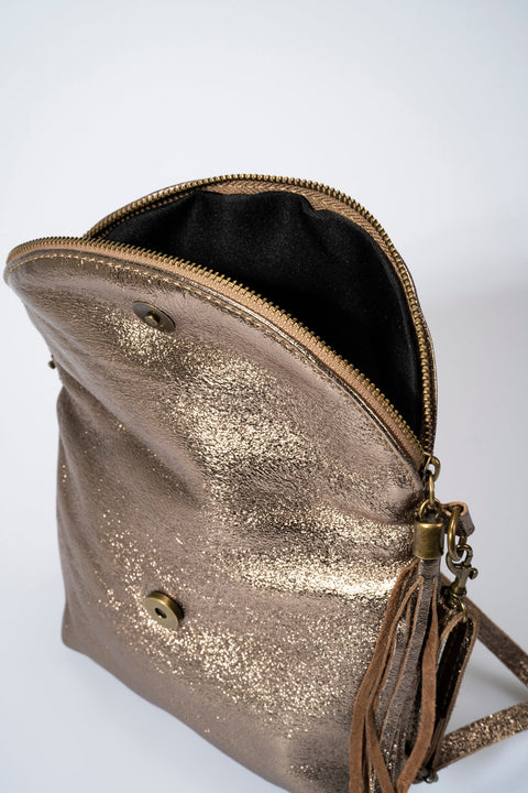 AGATHA leather crossbody bag - Gun Metal