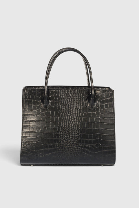 CASSANDRA leather top handle bag - Black