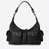 LOUISE Leather Top Handle Bag - Black