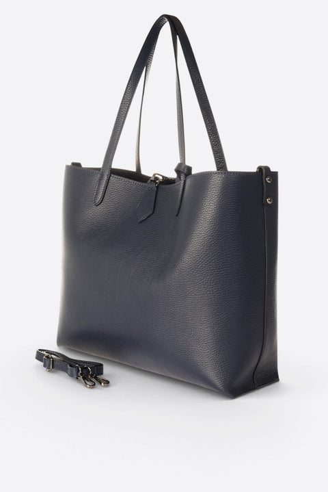 NIOBE leather tote bag - Dark Blue