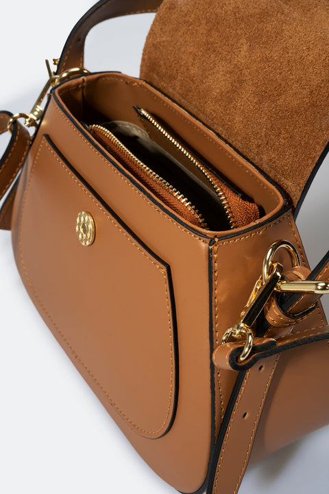 EDNA leather shoulder bag - Cuoio