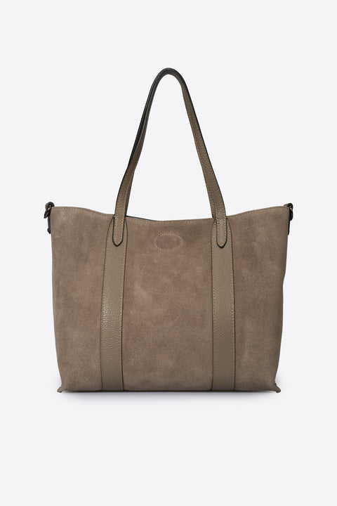 SOLENE suede tote bag - Fango