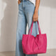 CLOTILDE leather tote bag - Fuxia