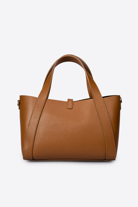 GAIA leather top handle bag - Cognac