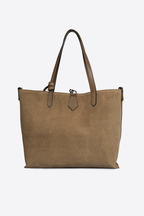 ODETTE suede tote bag - Taupe