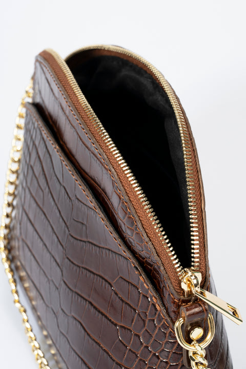ZENA leather crossbody bag - Brown