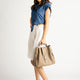 DIONE leather top handle bag - Taupe