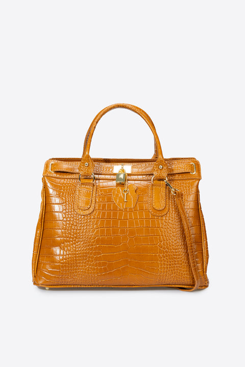 INGRID leather top handle bag - Cuoio