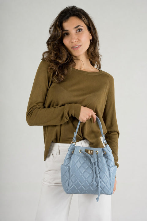 TILLY SMALL leather top handle bag - Celeste