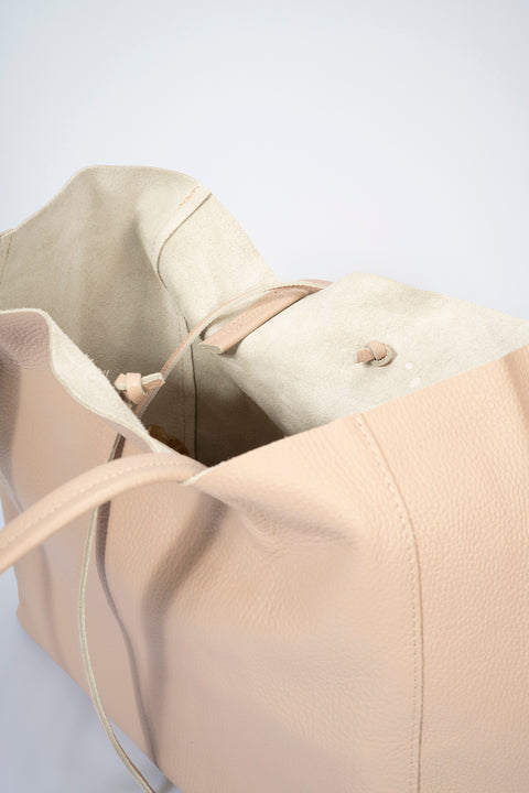 CLOTILDE leather tote bag - Cipria