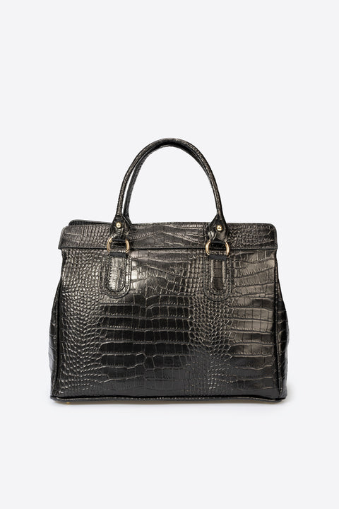 INGRID leather top handle bag - Black