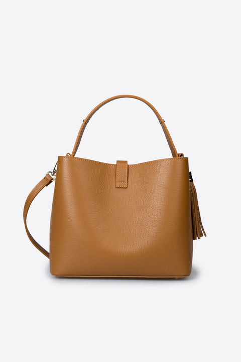 KIRA leather top handle bag - Cognac
