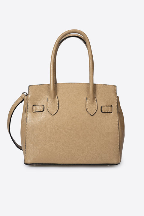 JUNE leather top handle bag - Taupe
