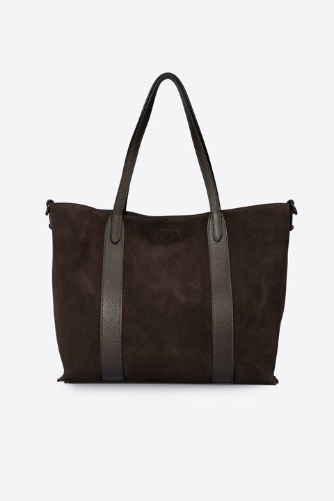 SOLENE suede tote bag - Dark Brown