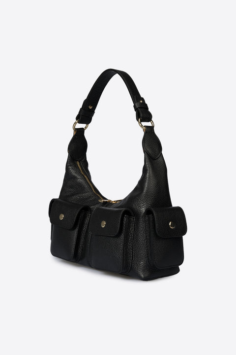 LOUISE leather top handle bag - Black