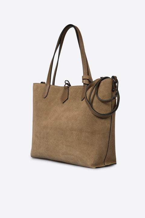 ODETTE suede tote bag - Taupe