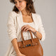 JUNE leather top handle bag - Cognac