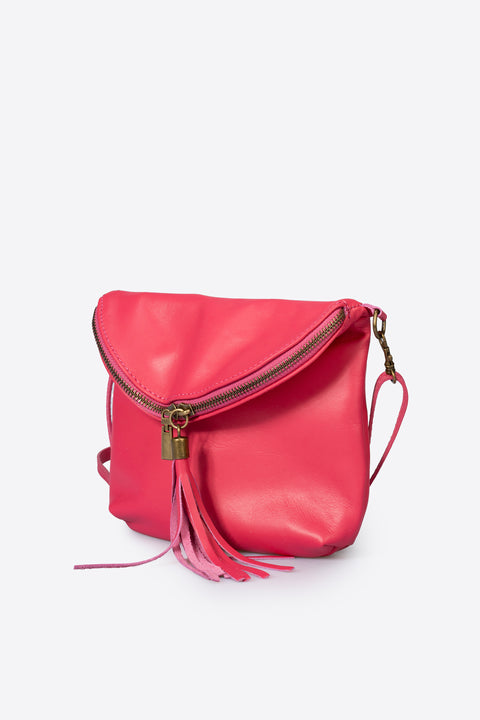 AGATHA leather crossbody bag - Fuxia