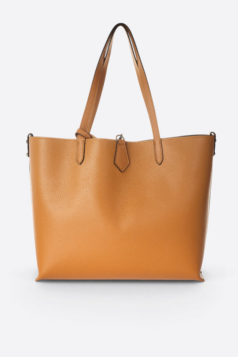 NIOBE leather tote bag - Cognac