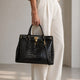 INGRID leather top handle bag - Black
