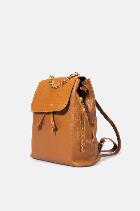 CORA leather backpack - Cognac