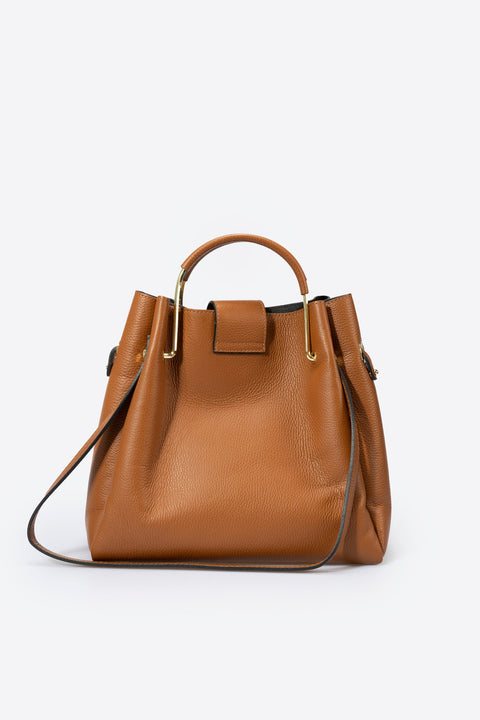 DIONE leather top handle bag - Cuoio
