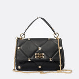 KYLIE Leather Top Handle Bag - Black
