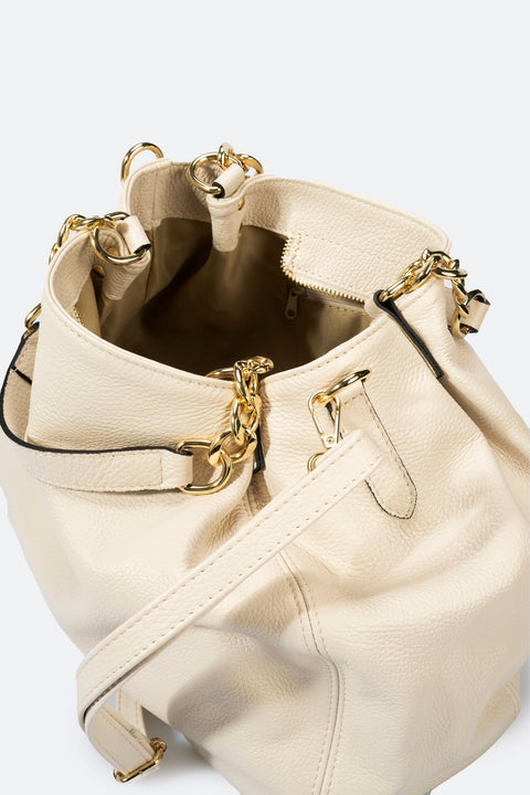 HELEN leather shoulder bag - Beige