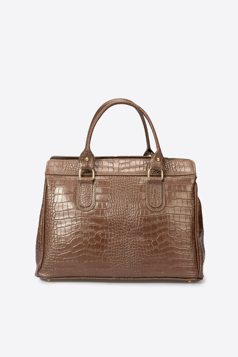 INGRID leather top handle bag - Brown
