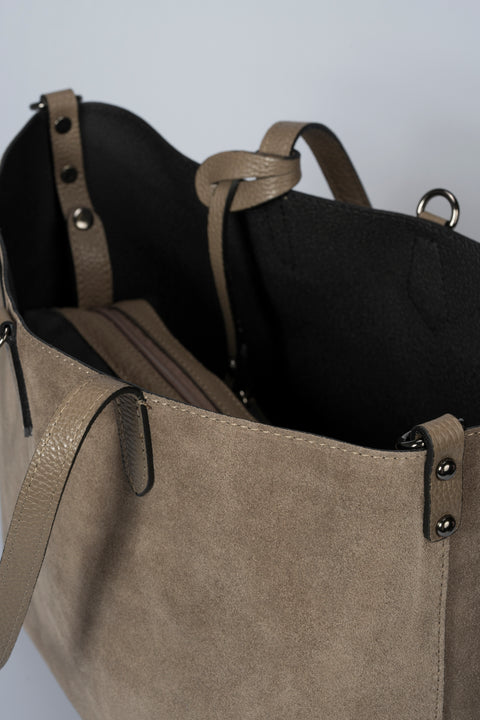 ODETTE suede tote bag - Fango