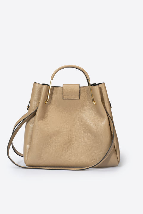 DIONE leather top handle bag - Taupe
