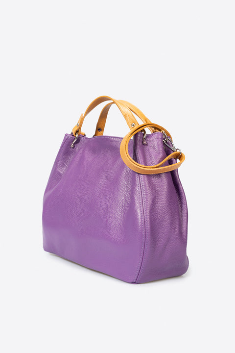 AZALEA leather top handle bag - Lilla