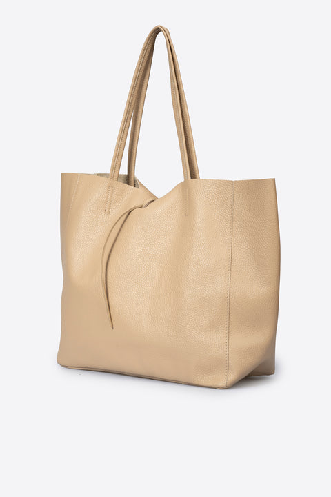CLOTILDE leather tote bag - Crema
