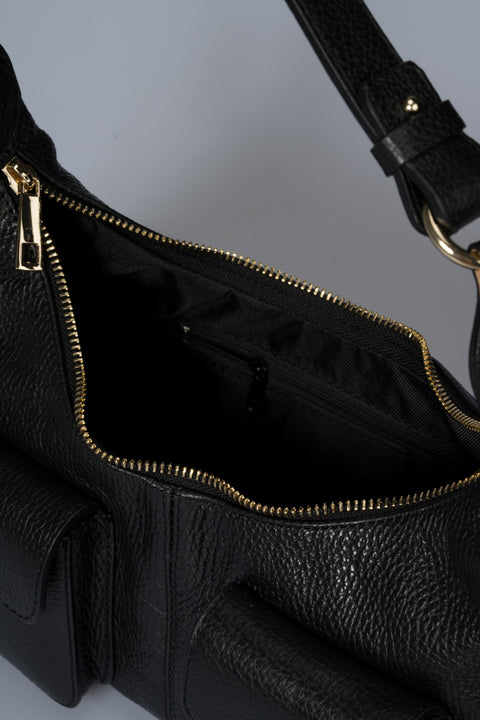 LOUISE leather top handle bag - Black