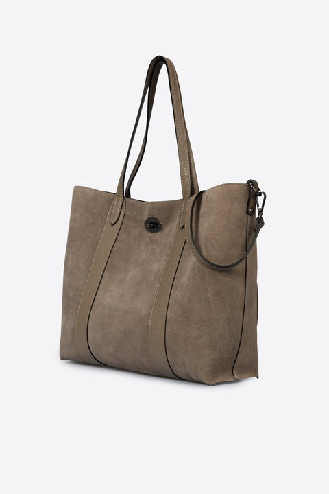 SOLENE suede tote bag - Fango