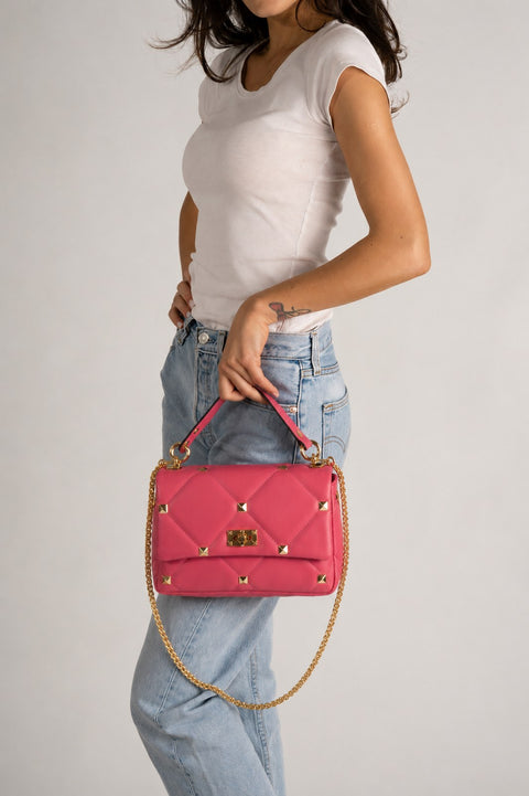 KYLIE leather top handle bag - Fuxia