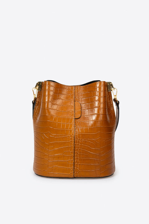 CAPRICE leather shoulder bag - Cognac