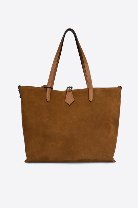 ODETTE suede tote bag - Cognac
