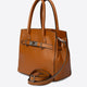 JUNE leather top handle bag - Cognac