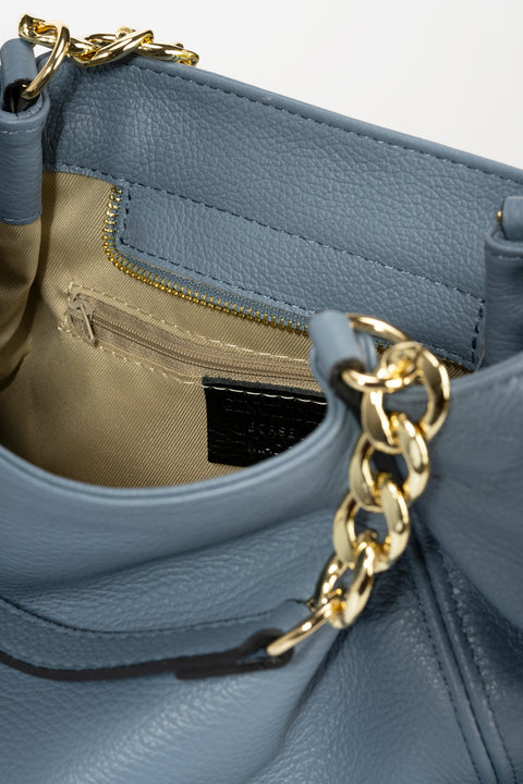 HELEN leather shoulder bag - Celeste