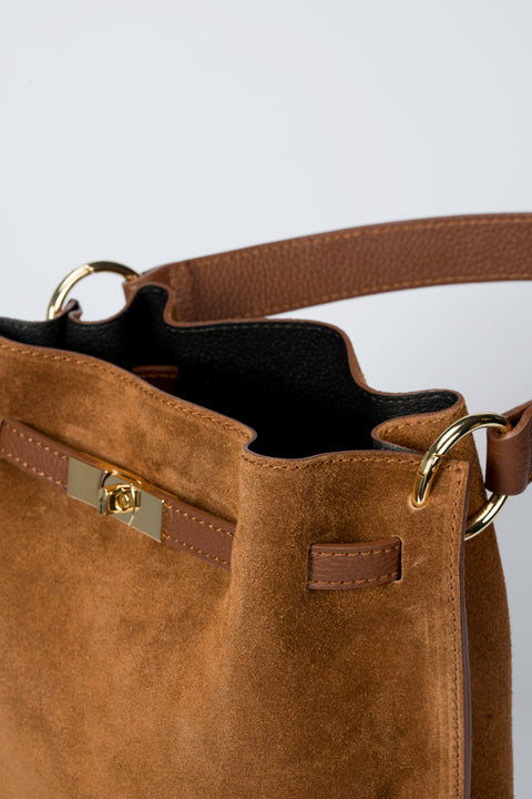 PHOEBE suede shoulder bag - Bruciato