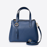 MAREN Leather Top Handle Bag - Blue