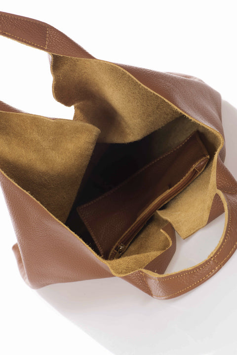 ARINA leather tote bag - Cuoio